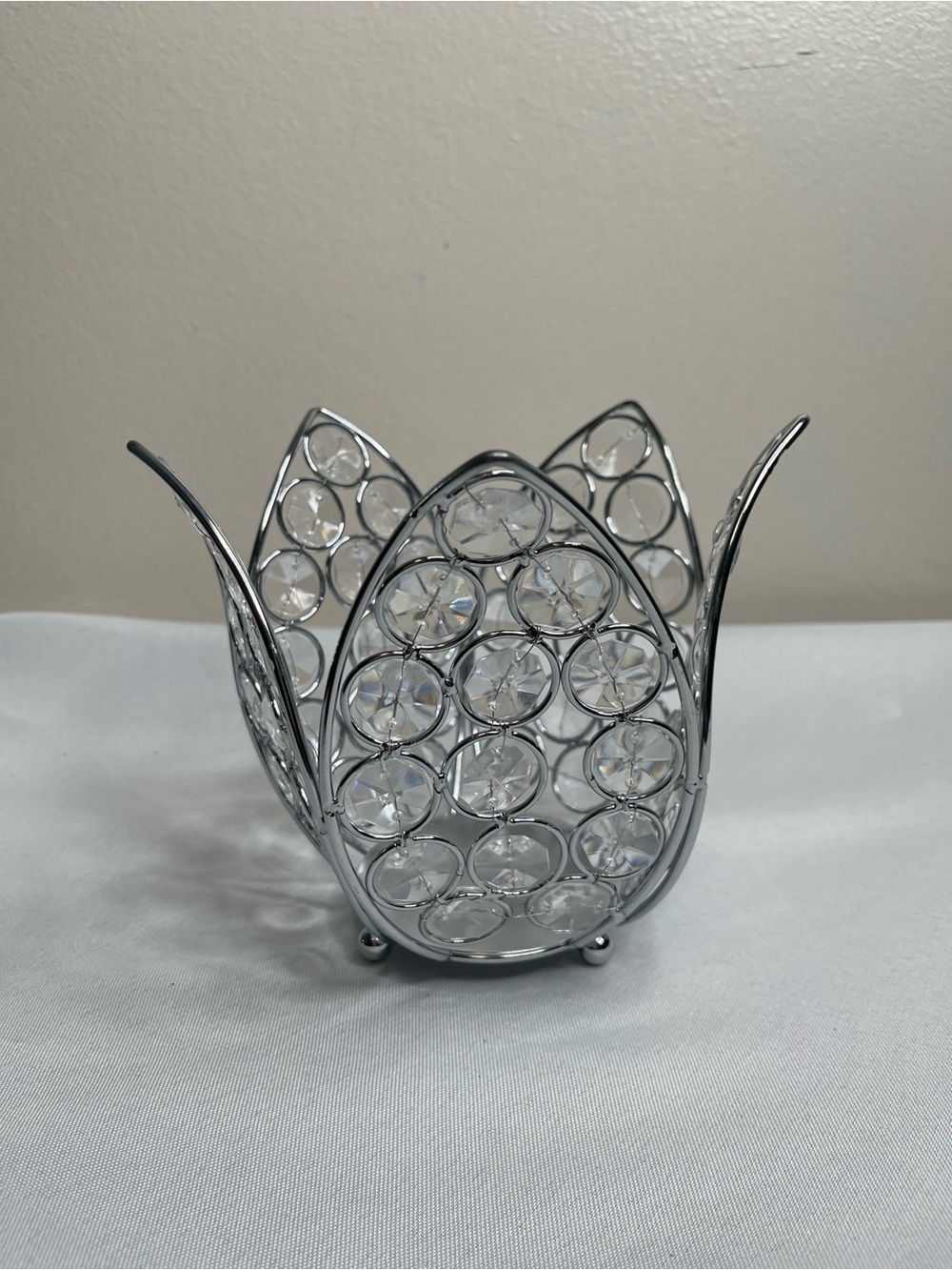 Crystal Accent Tealight Holder - Silver